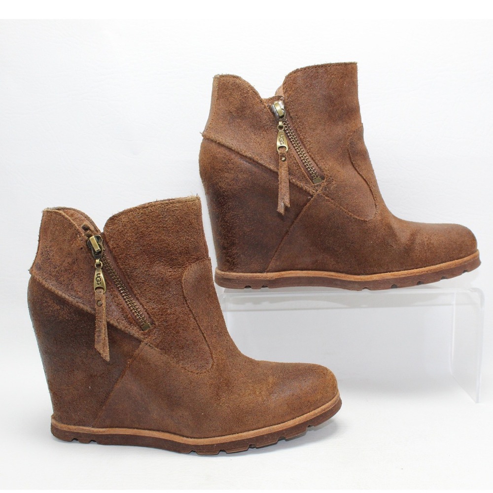 UGG Australia Myrna Chestnut Suede Wedge‎ Booties Women's Size 7